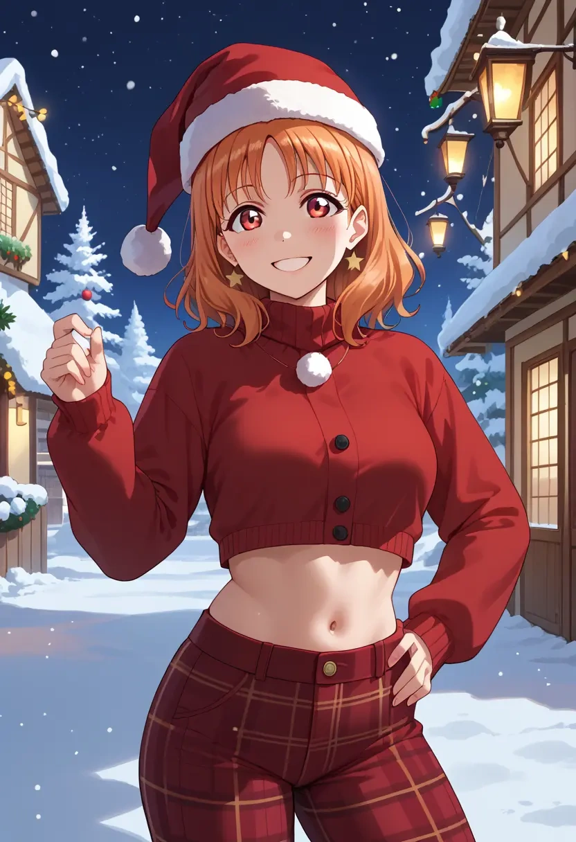 love_live,takami_chika,Christmas,plaid trousers  - 