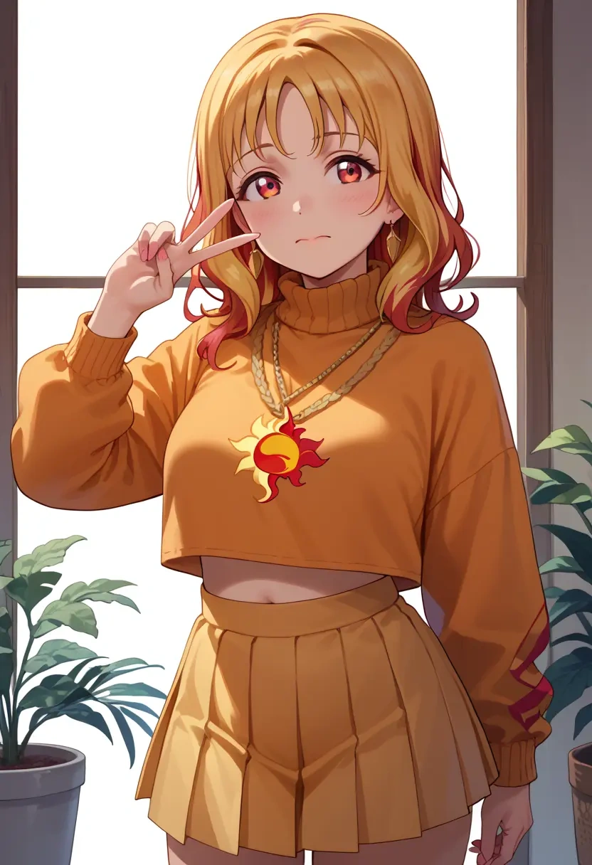 love_live,takami_chika,sweater,cropped,pleated midi skirt  - 