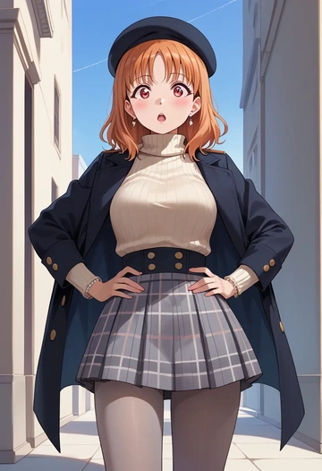 love_live,takami_chika,winter,student uniform,pea coat  - AI generated anime art