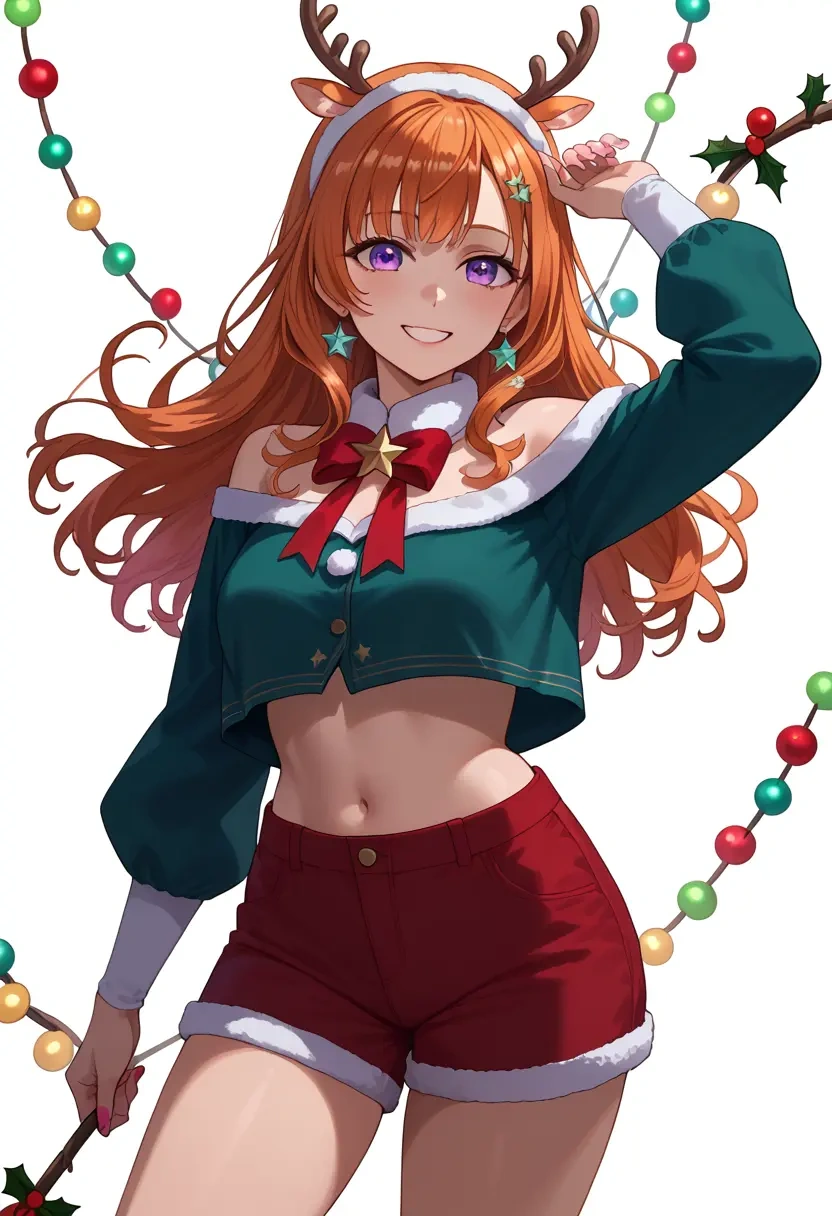 hololive,takanashi_kiara,Christmas,red velvet shorts  - 