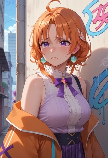 hololive,takanashi_kiara,neon graffiti top,dolphin shorts  - AI generated anime art