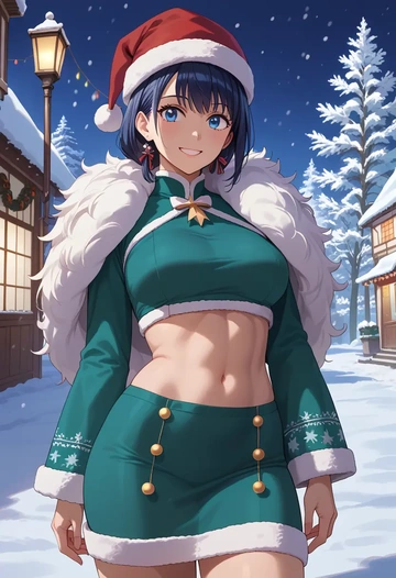 chuunibyou_demo_koi_ga_shitai,takanashi_rikka,Christmas,dress  - AI generated anime art