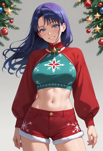 chuunibyou_demo_koi_ga_shitai,takanashi_rikka,Christmas,red velvet shorts  - AI generated anime art