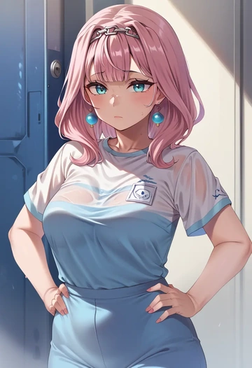 hololive,takane_lui,running shirt,shorts,sneakers  - AI generated anime art