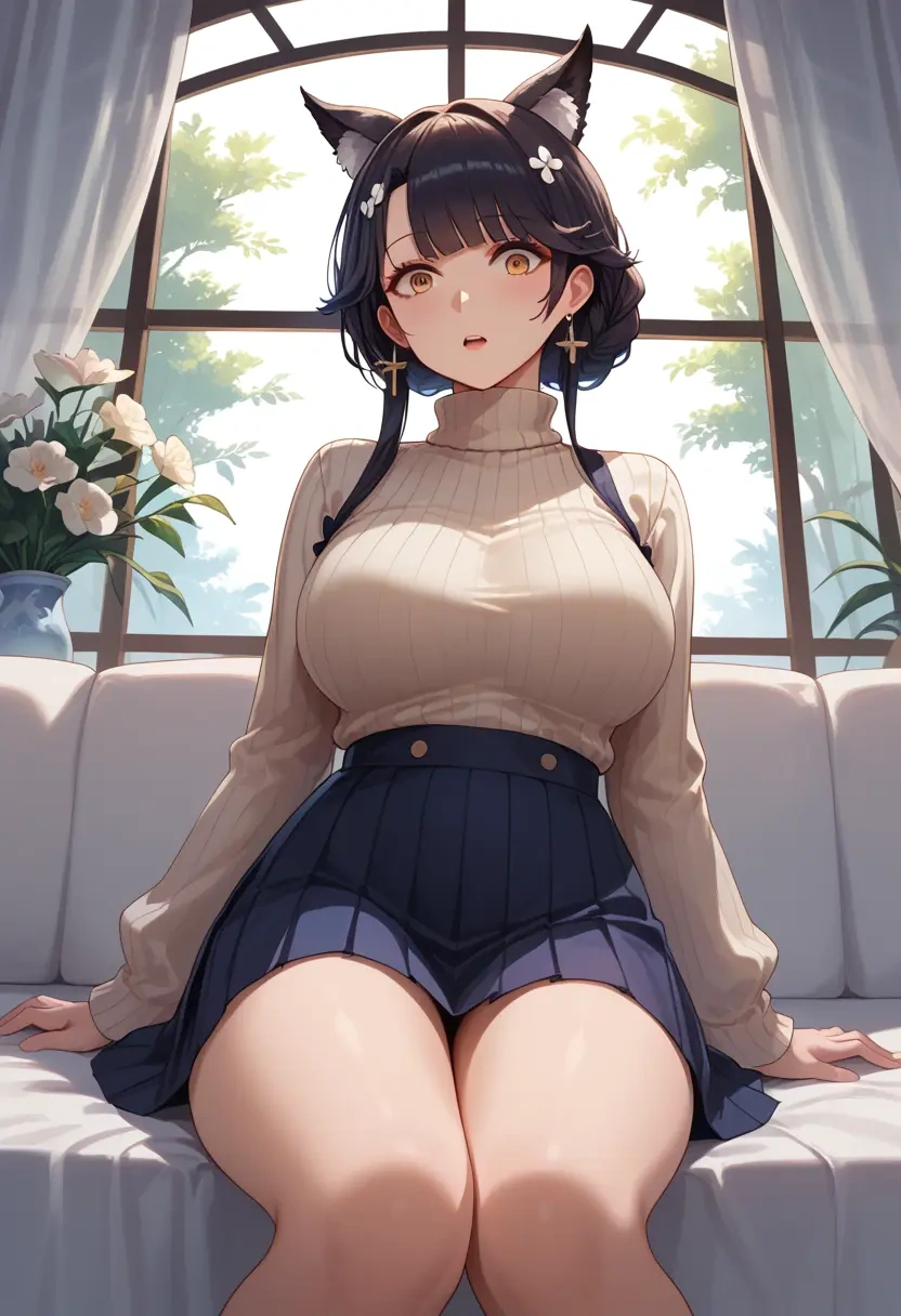 azur_lane,takao_(azur_lane),skirt,pleated,turtleneck sweater  - 