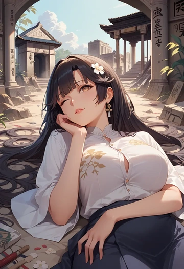 azur_lane,takao_(azur_lane),oversized graffiti shirt,dolphin shorts  - AI generated anime art