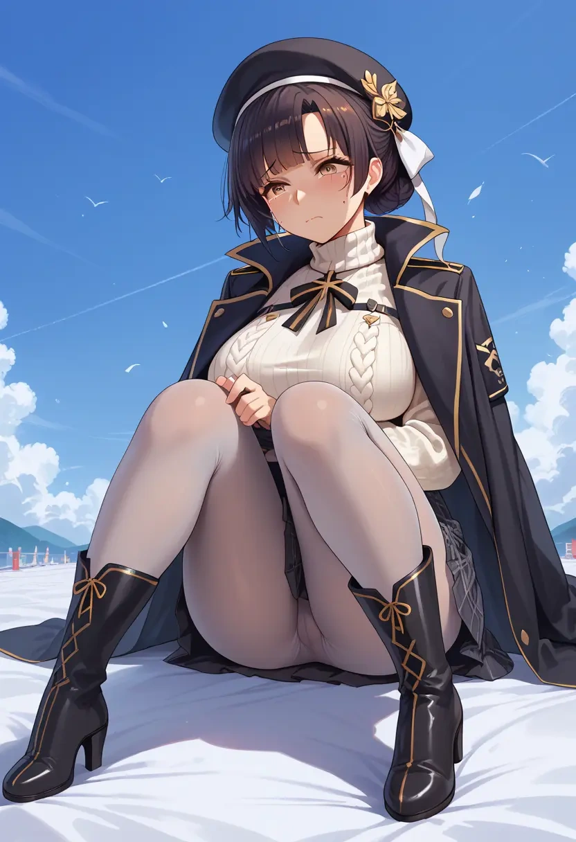 azur_lane,takao_(azur_lane),winter,student uniform,pea coat  - 