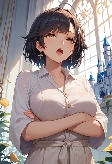 azur_lane,takao_(azur_lane),tie-dye shirt,dolphin shorts  - AI generated anime art