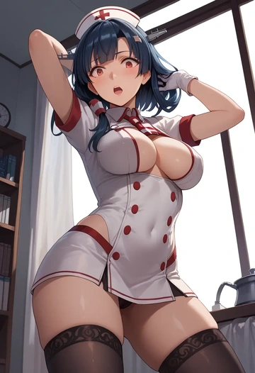 kantai_collection,takao_(kancolle),nurse pantyhose,mini skirt, sexy  - AI generated anime art