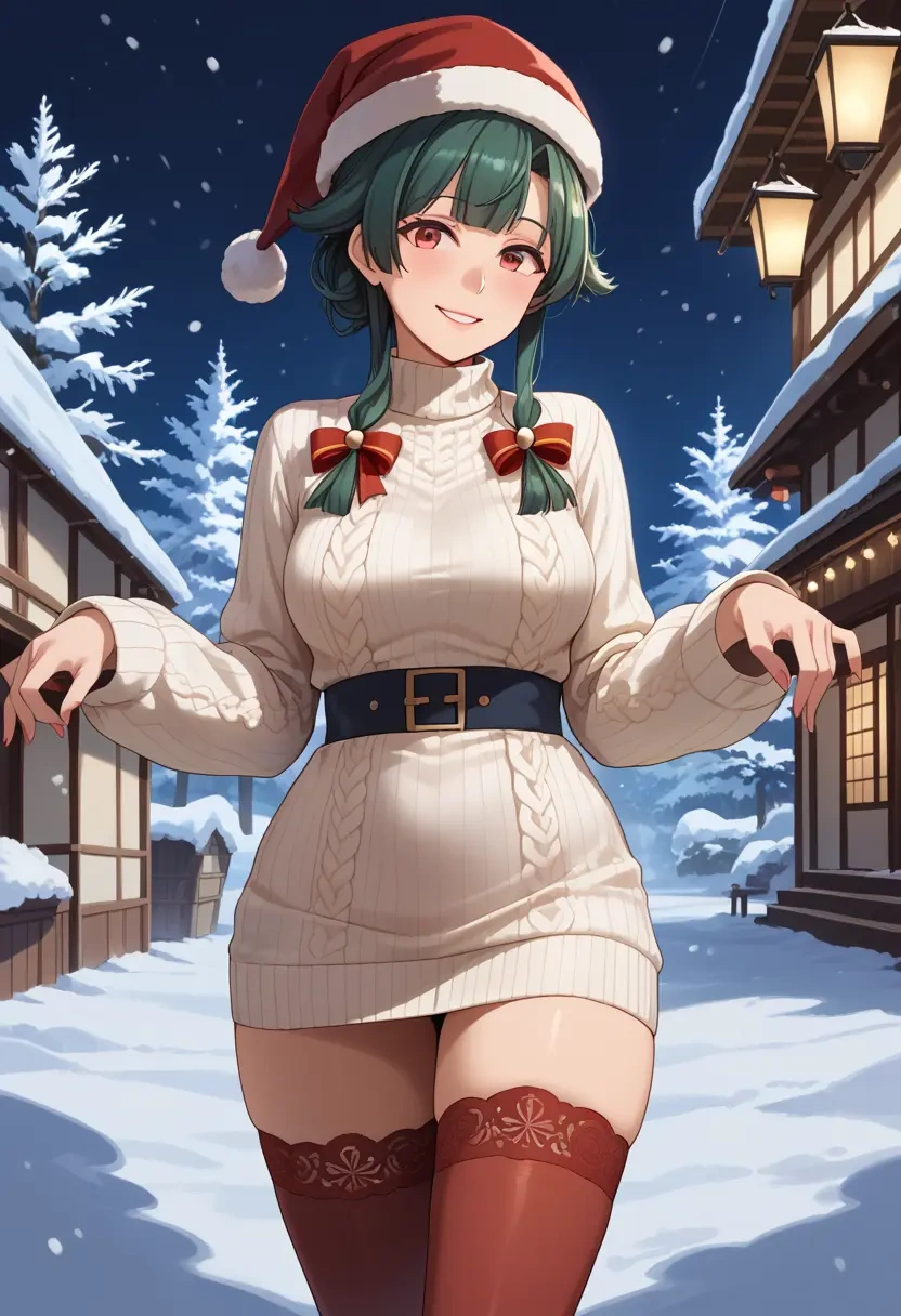 kantai_collection,takao_(kancolle),Christmas,sweater dress,stockings  - 