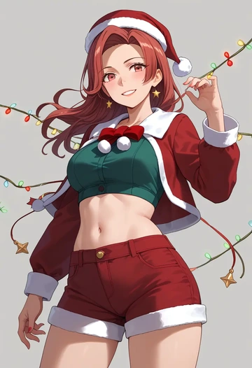 kantai_collection,takao_(kancolle),Christmas,red velvet shorts  - AI generated anime art