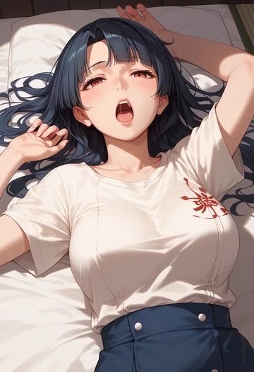 kantai_collection,takao_(kancolle),calligraphy print shirt,dolphin shorts  - AI generated anime art