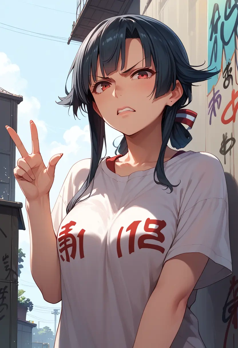 kantai_collection,takao_(kancolle),oversized graffiti shirt,dolphin shorts  - 