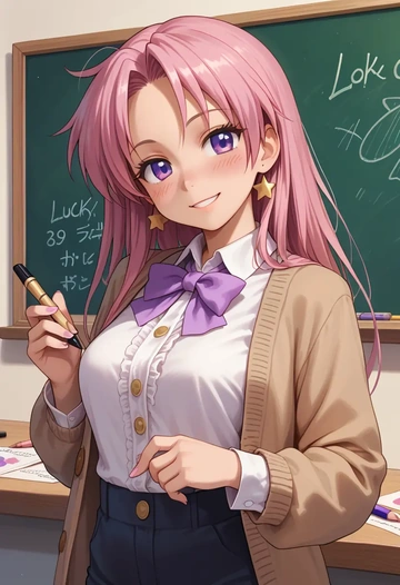 lucky_star,takara_miyuki,teacher, sweater  - AI generated anime art