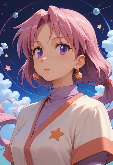 lucky_star,takara_miyuki,graphic tee,dolphin shorts  - AI generated anime art