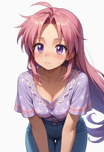 lucky_star,takara_miyuki,mesh graffiti top,dolphin shorts  - AI generated anime art