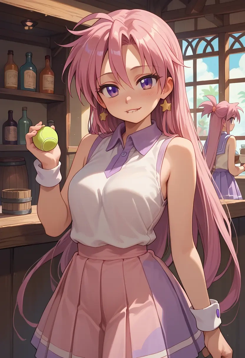 lucky_star,takara_miyuki,tennis dress,visor,trainers  - 