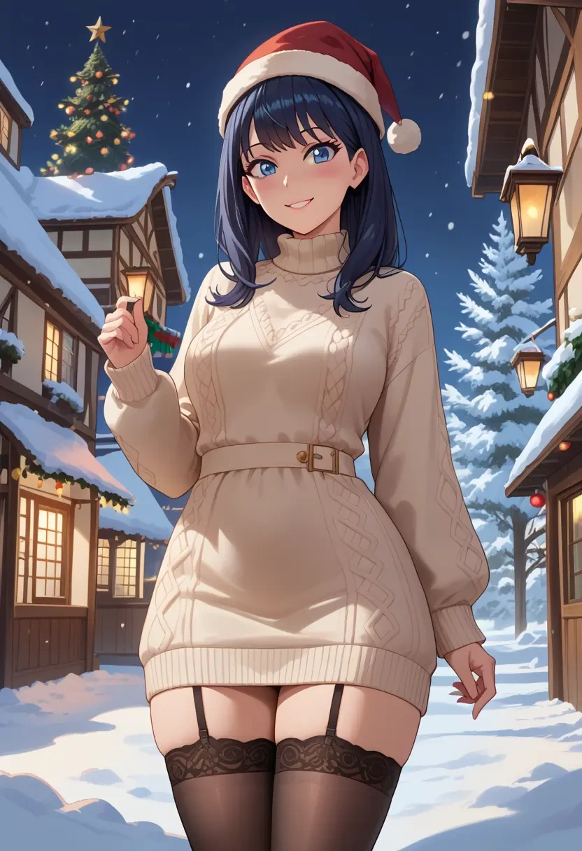 gridman_universe,takarada_rikka,sweater,stockings,Thigh garters  - 