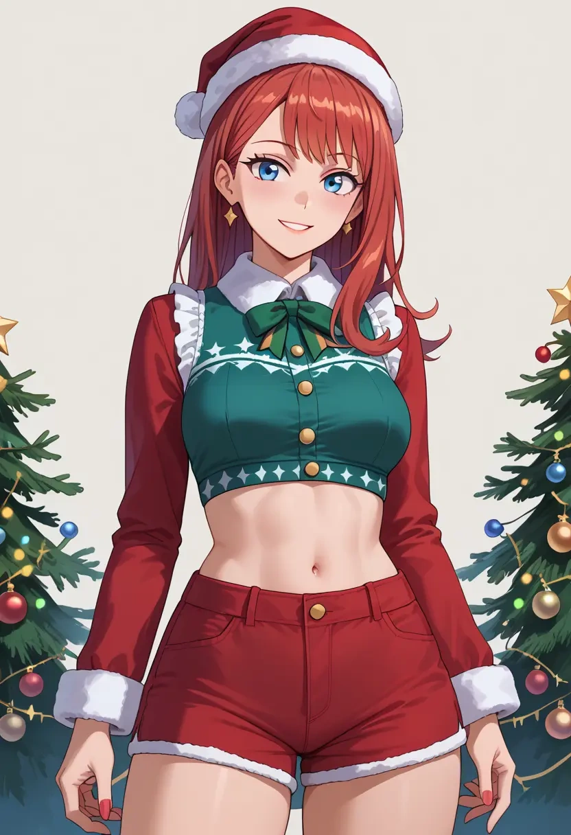 gridman_universe,takarada_rikka,Christmas,red velvet shorts  - 