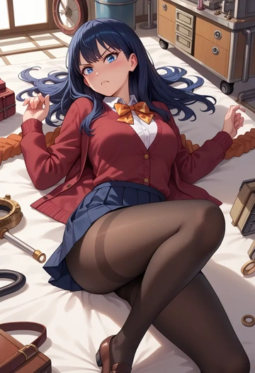 gridman_universe,takarada_rikka,winter,student uniform,cardigan  - AI generated anime art