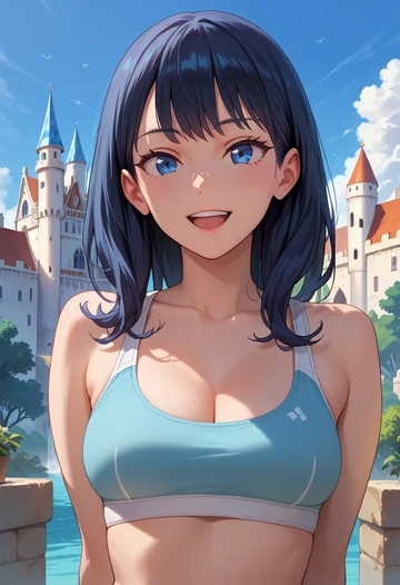 gridman_universe,takarada_rikka,sports bra,high-waisted leggings  - AI generated anime art