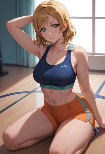 love_live,takasaki_yuu,yoga shorts  - AI generated anime art