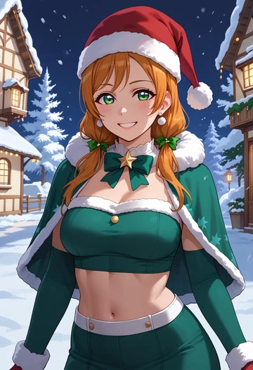 love_live,takasaki_yuu,Christmas,dress  - AI generated anime art