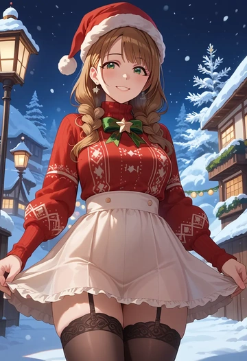 idolmaster,takatsuki_yayoi,sweater,stockings,Thigh garters  - AI generated anime art