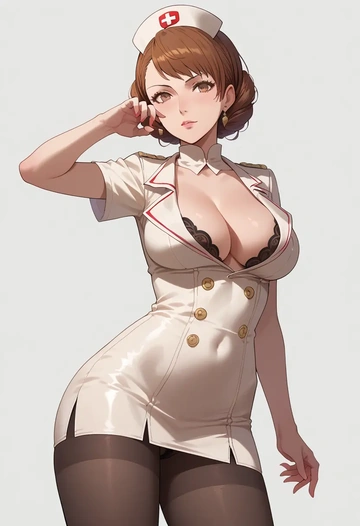 persona,takeba_yukari,nurse, pantyhose,mini skirt  - AI generated anime art