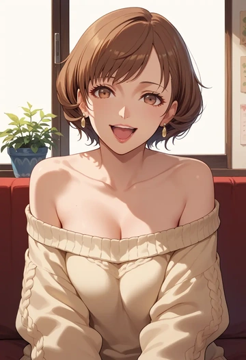 persona,takeba_yukari,sweater,off-shoulder,collar  - AI generated anime art