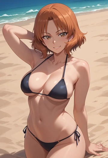 girls_und_panzer,takebe_saori,black bikini  - AI generated anime art