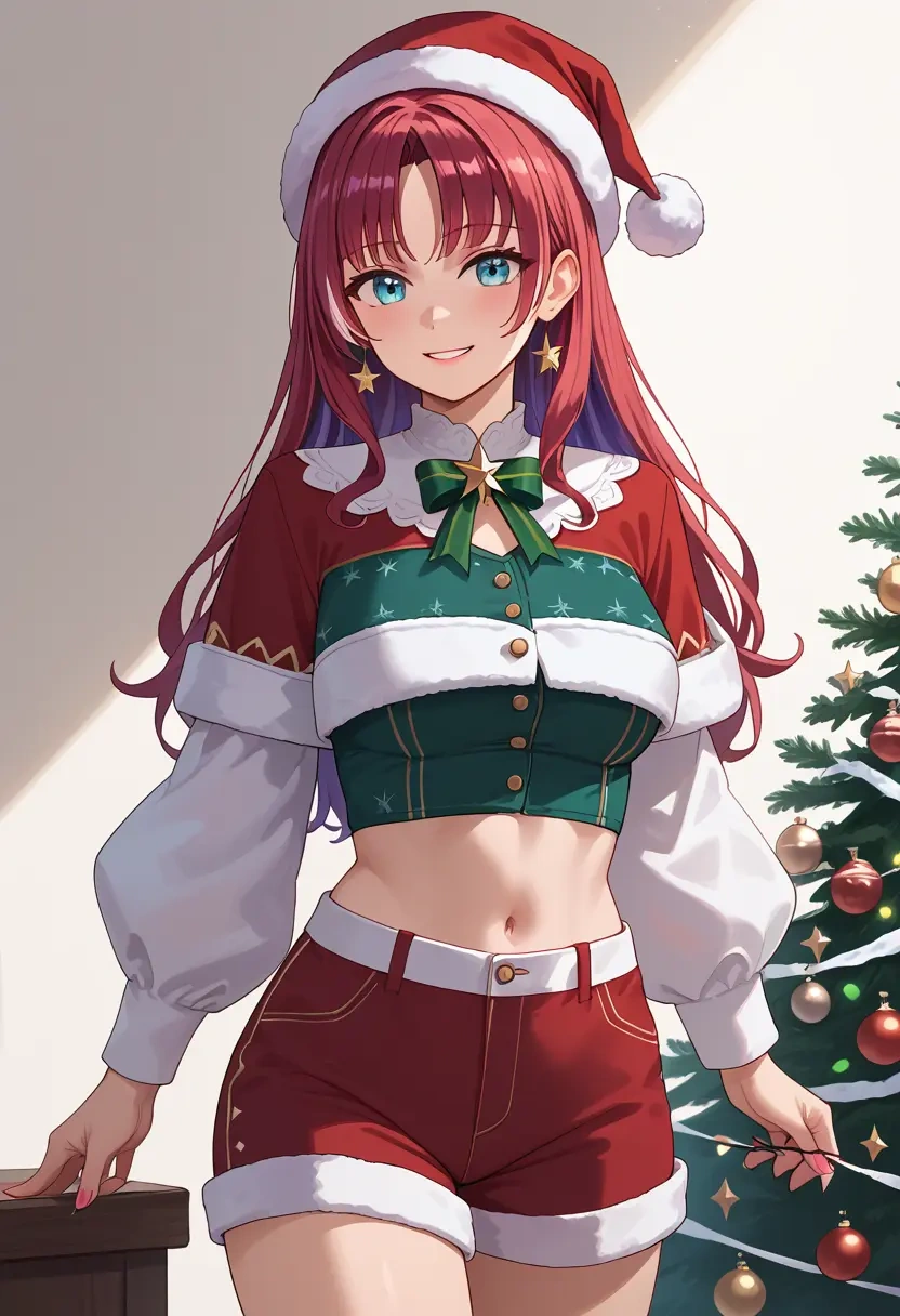 hololive,takodachi_(ninomae_ina'nis),Christmas,red velvet shorts  - 