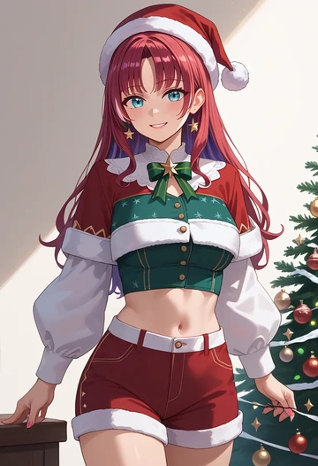 hololive,takodachi_(ninomae_ina'nis),Christmas,red velvet shorts  - AI generated anime art