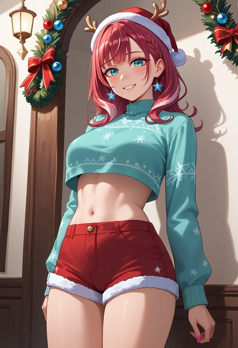 hololive,takodachi_(ninomae_ina'nis),Christmas,red velvet shorts  - 