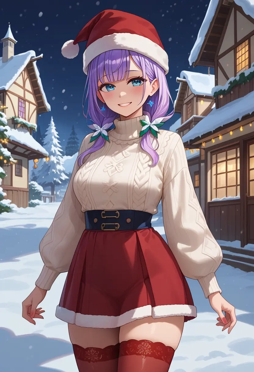 hololive,takodachi_(ninomae_ina'nis),Christmas,sweater dress,stockings  - 