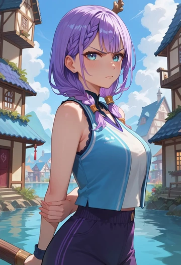 hololive,takodachi_(ninomae_ina'nis),sports vest,capri leggings  - AI generated anime art