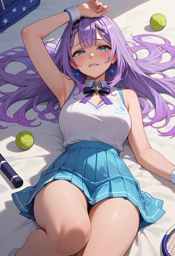 hololive,takodachi_(ninomae_ina'nis),tennis dress,visor,trainers  - AI generated anime art