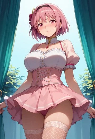 mahou_shoujo_madoka_magica,tamaki_iroha,mini skirt, stockings  - AI generated anime art