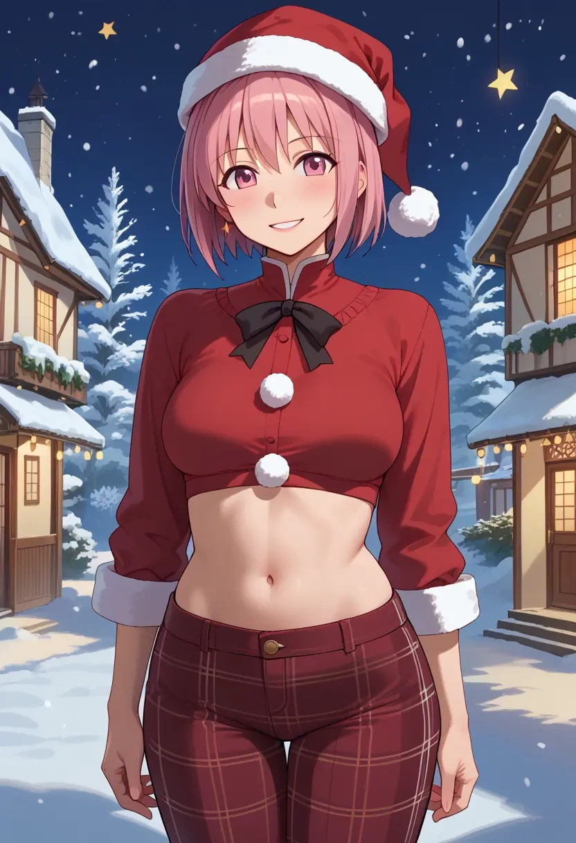 mahou_shoujo_madoka_magica,tamaki_iroha,Christmas,plaid trousers  - 