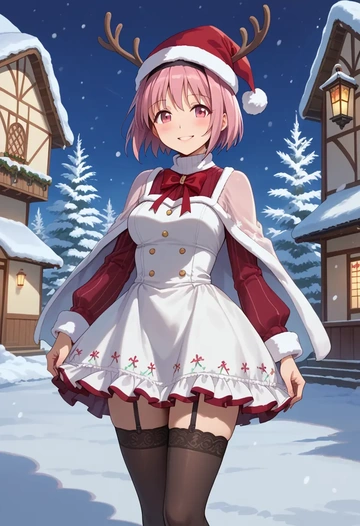 mahou_shoujo_madoka_magica,tamaki_iroha,sweater,stockings,Thigh garters  - AI generated anime art