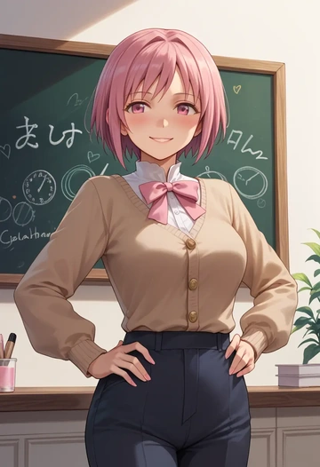 mahou_shoujo_madoka_magica,tamaki_iroha,teacher, sweater  - AI generated anime art