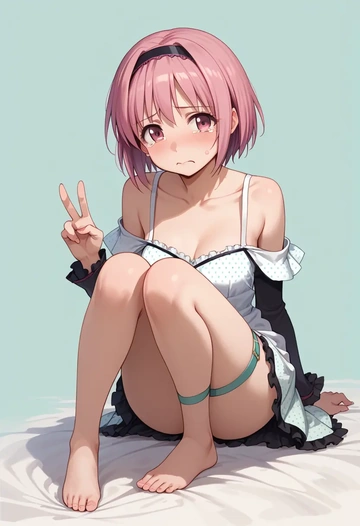 mahou_shoujo_madoka_magica,tamaki_iroha,silk slip dress,polka dots  - AI generated anime art