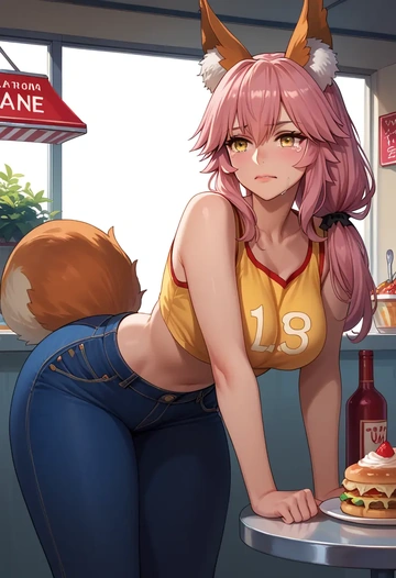 fate_(series),tamamo_(fate),crop top  - AI generated anime art