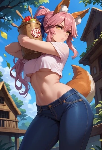 fate_(series),tamamo_(fate),crop top  - AI generated anime art