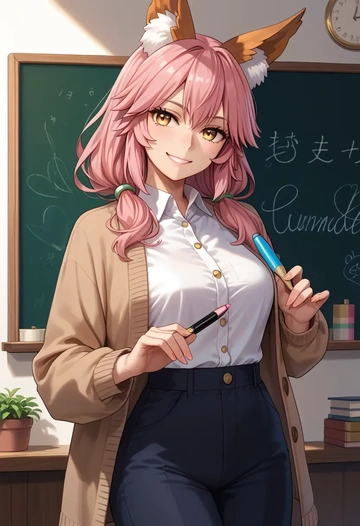 fate_(series),tamamo_(fate),teacher, sweater  - AI generated anime art