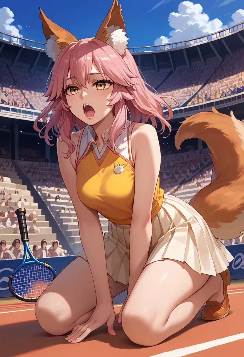 fate_(series),tamamo_cat_(fate),tennis dress,visor,trainers  - 