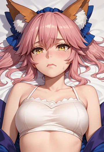 fate_(series),tamamo_cat_(fate),crop top,loose joggers,headset  - AI generated anime art