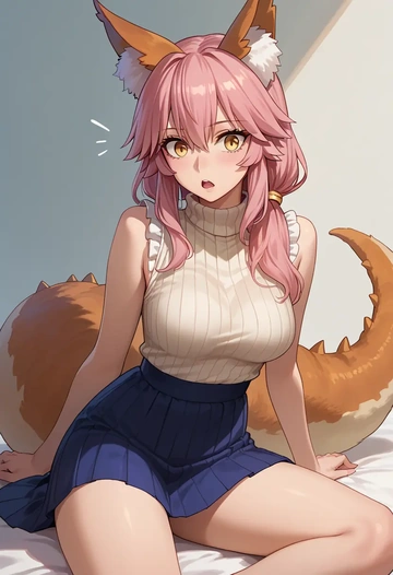 fate_(series),tamamo_cat_(fate),turtleneck,knit,maxi skirt  - AI generated anime art