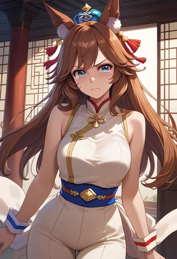 umamusume,tamamo_cross_(umamusume),jumpsuit,sleeveless,flare pants  - AI generated anime art