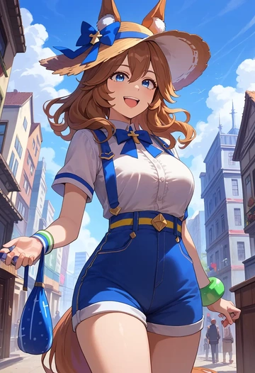 umamusume,tamamo_cross_(umamusume),jogger shorts,oversized tank  - AI generated anime art